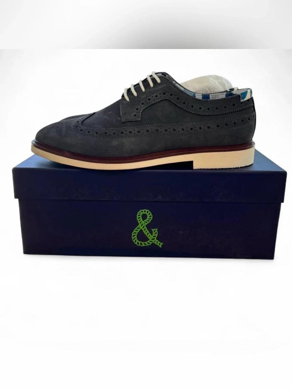 Paisley & Gray Telford Men’s Suede Wingtip Derby Shoes Grey 10.5 NIB Oxford